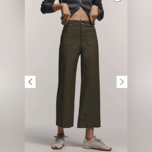 The Colette Magic Fabric Crop Wide-Leg Pants by Maeve dried fern Size 28